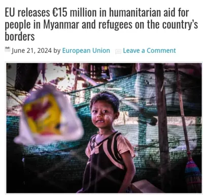 မြန်မာနိုင်ငံသားများနှင့် နယ်စပ်ရှိ ဒုက္ခသည်များအတွက် လူသားချင်းစာနာထောက်ထားမှု အကူအညီ နောက်ထပ် ယူရို ၁၅ သန်းထပ်မံပေးအပ်မည်ဟု EUက ထုတ်ပြန်