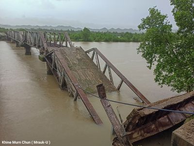 ရန်ကုန်-စစ်တွေကားလမ်းပေါ်ရှိ တိမ်ညိုတံတားဟောင်း ပြိုကျ