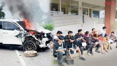 ထိုင်းနိုင်ငံတွင် မြန်မာ ၉ ဦး လိုက်ပါလာသည့်ကား စစ်ဆေးမခံဘဲထွက်ပြေးရာက ယာဉ်တိုက်မှုဖြစ်ပြီး အဖမ်းခံရ