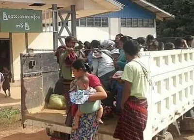 အမ်းမြို့အနီး တိုက်ပွဲပြင်းထန်​နေ၍  ဒေသခံကျေးရွာသားများ ထောင်နှင့်ချီပြီး အိုးအိမ်များကို စွန့်ခွာထွက်ပြေးနေရ