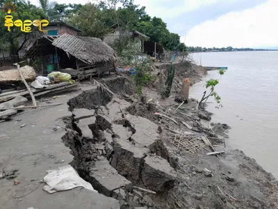 မင်းပြားတွင် မြစ်ကမ်းပါးပြိုကျ၍ နေအိမ် ၂ လုံးပျက်စီး၊ ၁၀ အိမ်ခန့် ဘေးလွတ်ရာပြောင်းနေရ 