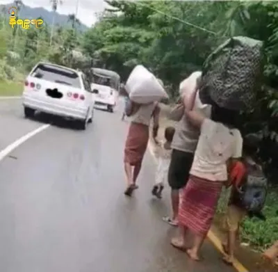 အမ်းမြို့ ရိုးလမ်းပေါ်တွင် စစ်ဘေးရှောင်ကားများတားဆီးဖမ်းခံရ 