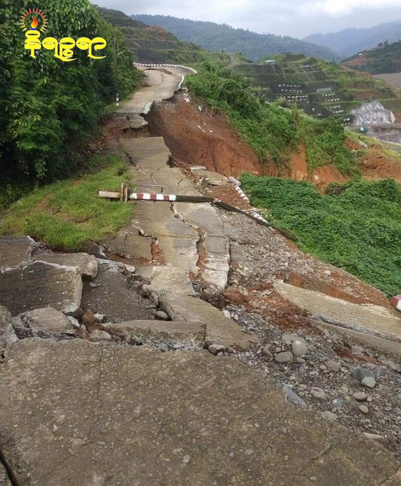 မိုးရွာသွန်းမှုများသောကြောင့် တည်ဆောက်မှု ၆၈ ရာနှုန်းပြီးစီးနေပြီဖြစ်သည့် သံတွဲသူဌေးရေအားလျှပ်စစ်စီမံကိန်းတွင် အပျက်အစီးများရှိ